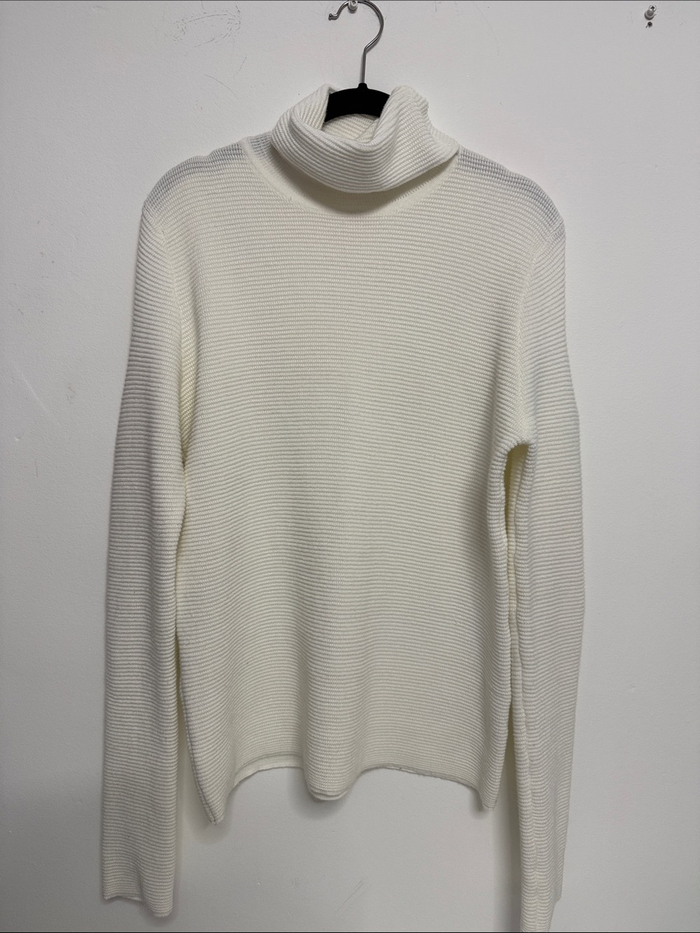 Pink Martini Cream Ribbed Turtleneck Sweater with peek-a-boo shoulders